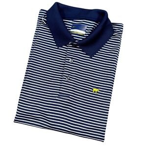 Jack‎ Nicklaus Mens Polo Shirt Navy White Stripe Golf StayDri Size Large